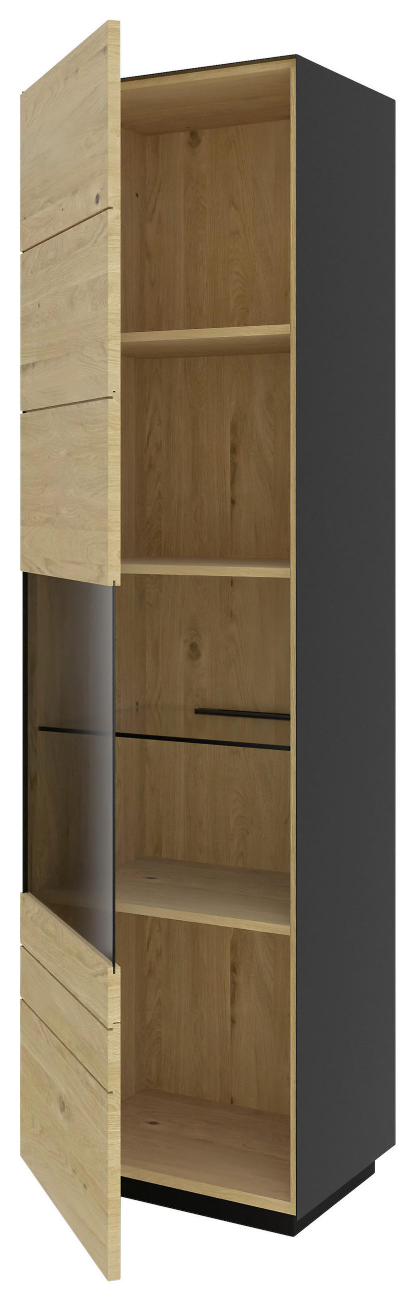 VITRINE Celika Anthrazit, Wildeiche  56/200/40 cm  - Wildeiche/Anthrazit, Natur, Glas/Holz (56/200/40cm) - Dieter Knoll