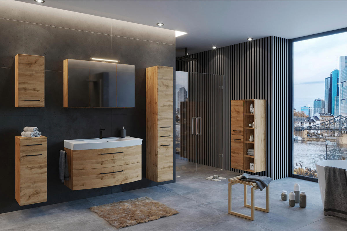 SKŘÍŇKA S UMYVADLEM, 100 cm - bílá/černá, Moderní, kov/kompozitní dřevo (100cm) - Held