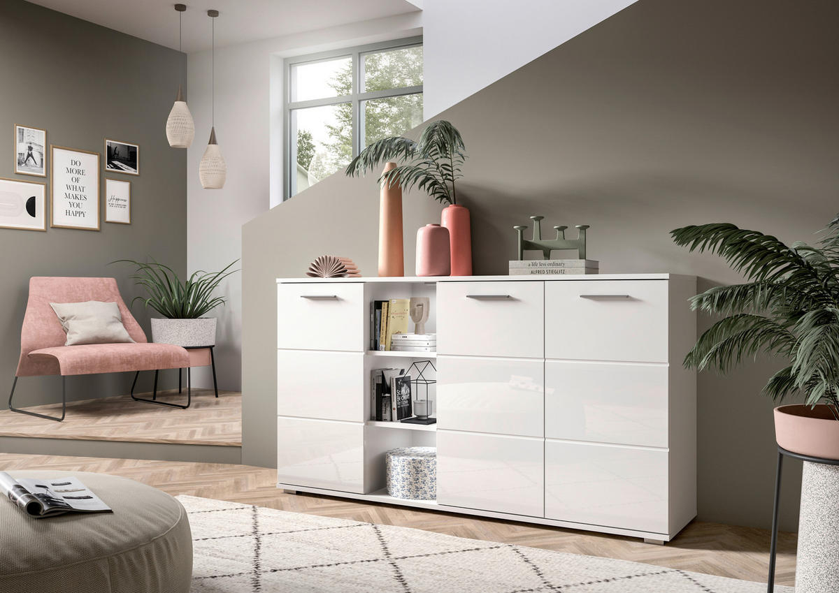 KOMMODE  in 150/83/37 cm  - Weiß Hochglanz, Design, Holzwerkstoff/Kunststoff (150/83/37cm) - Xora