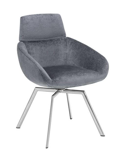 ARMLEHNSTUHL  in Stahl Velours  - Edelstahlfarben/Grau, Design, Textil/Metall (63/84/62cm) - Venjakob