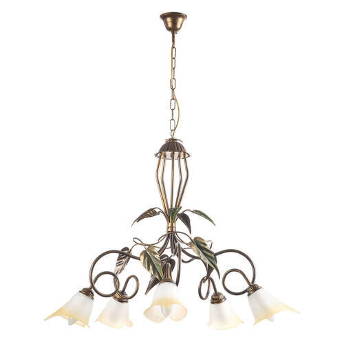 KRONLEUCHTER 90/130 cm   - Bronzefarben/Olivgrün, Natur, Glas/Metall (90/130cm)
