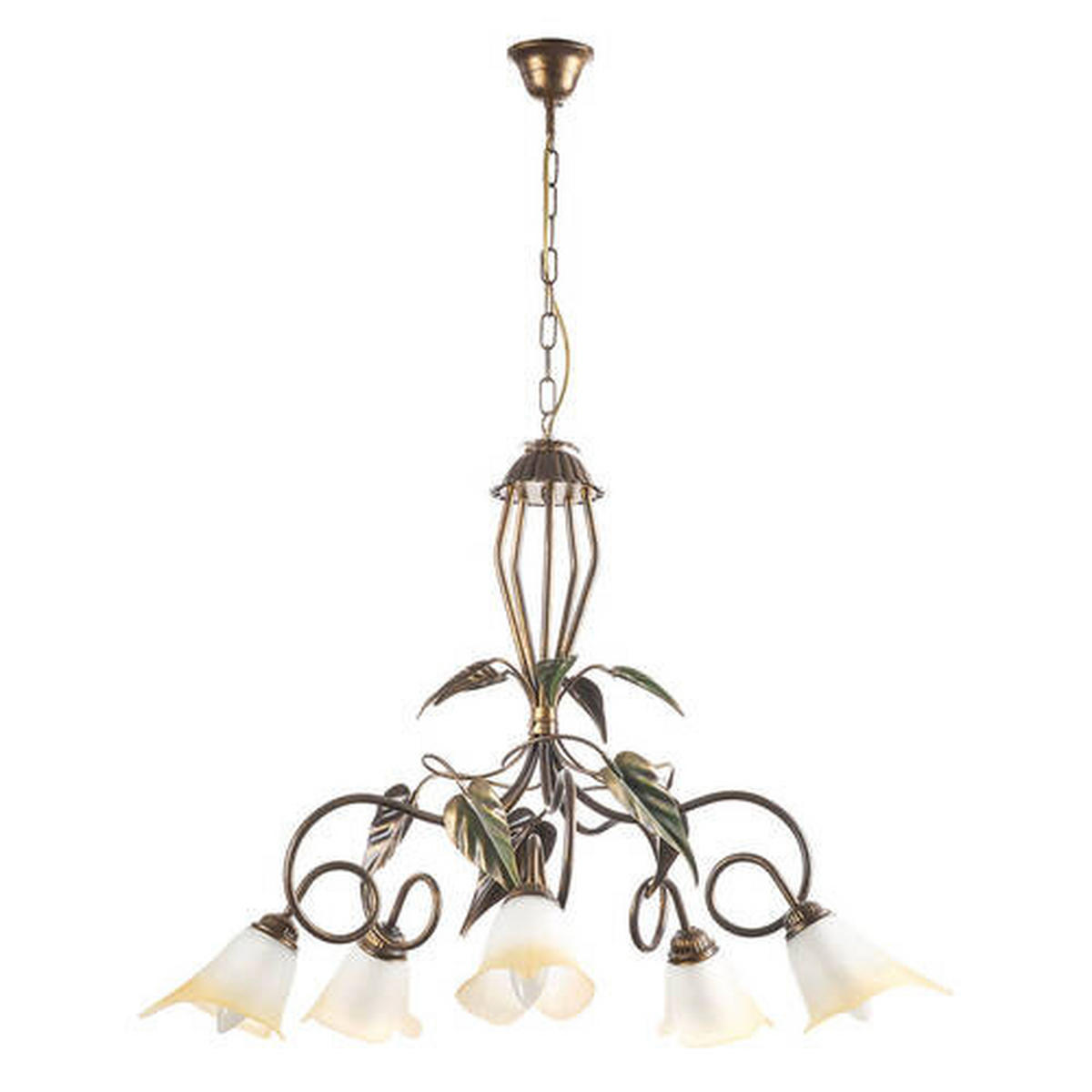 KRONLEUCHTER 90/130 cm   - Bronzefarben/Olivgrün, Natur, Glas/Metall (90/130cm)