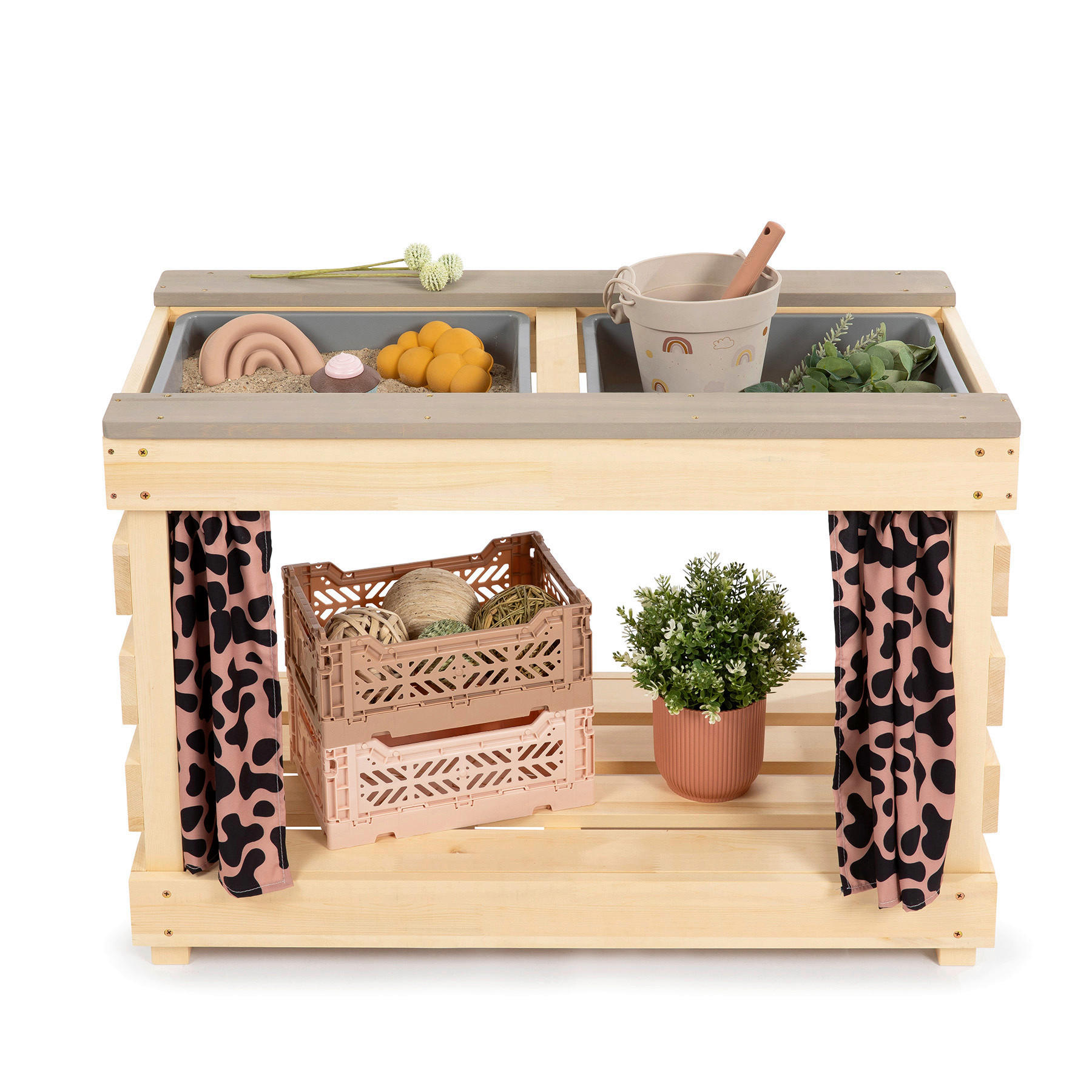 SAND- UND WASSERTISCH Holz Birkefarben, Rosa  - Birkefarben/Rosa, Basics, Holz (80/40/55cm) - MUDDY BUDDY