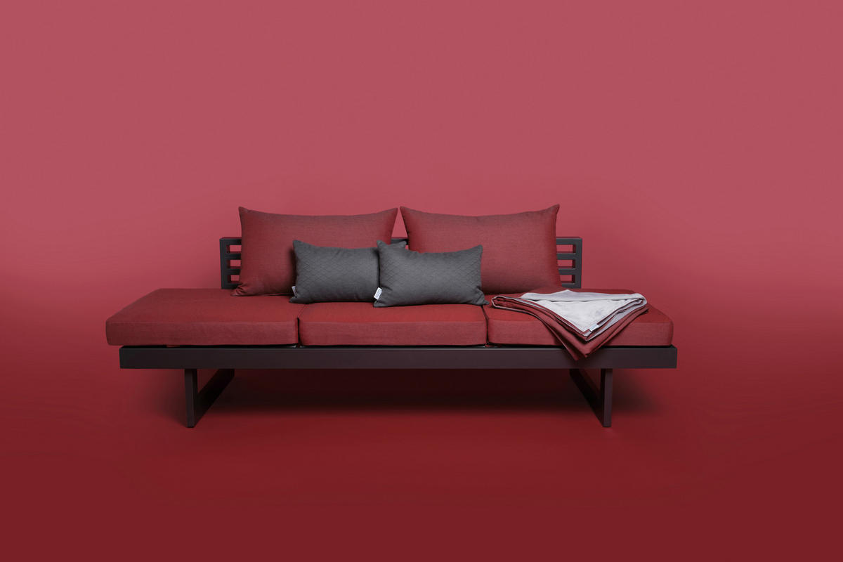 GARTENBANK 216/68/80 cm  Aluminium  - Bordeaux/Anthrazit, Design, Textil/Metall (216/68/80cm) - Stern