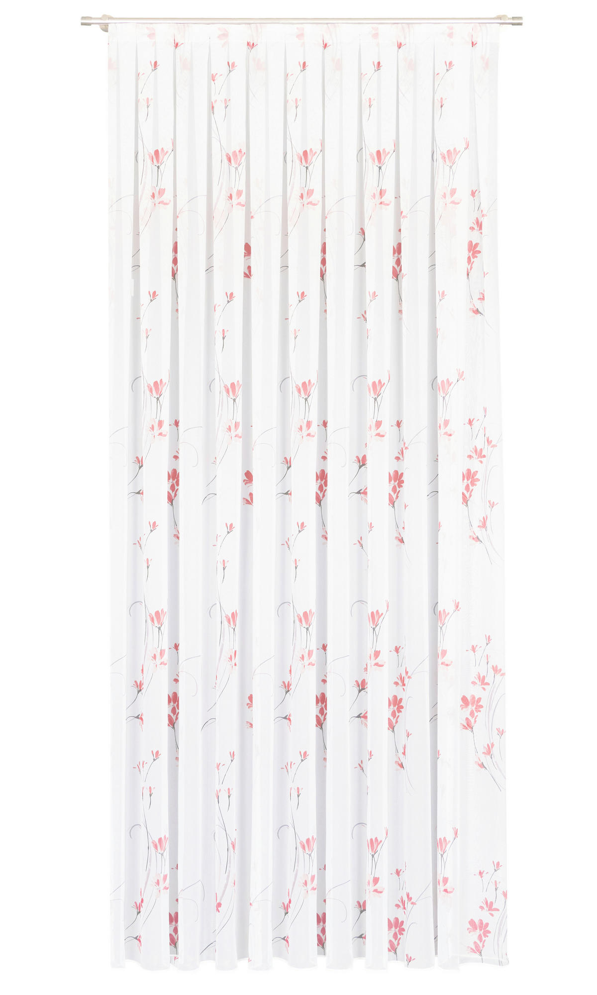 Perdea Tip Plasă  - alb/roșu, Basics, textil (295cm)