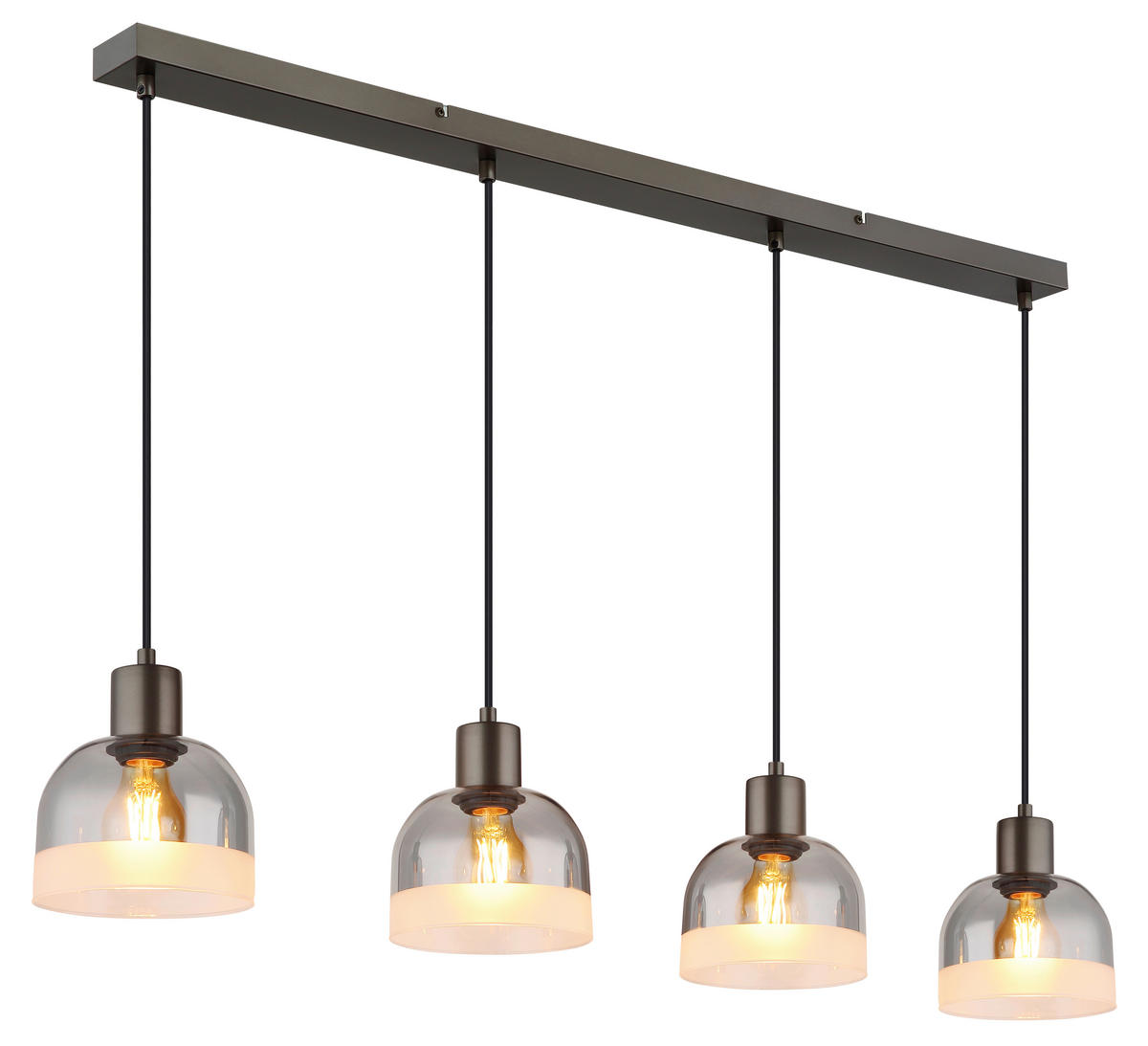 HÄNGELEUCHTE Kairo 105/15/120 cm  - Chromfarben/Schwarzchrom, Design, Glas/Kunststoff (105/15/120cm) - Globo