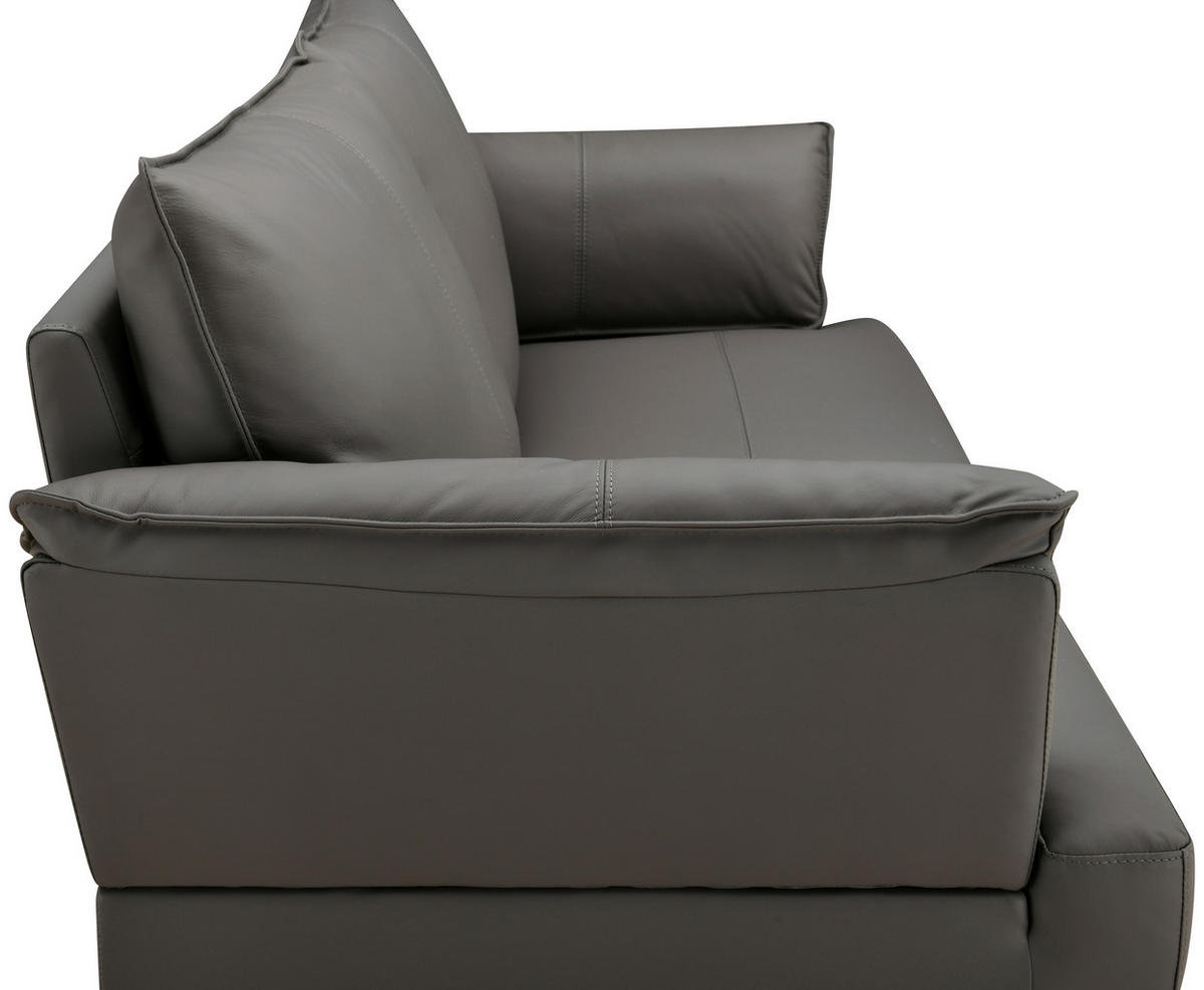2-SITZER-SOFA Dunkelgrau Echtleder Lederlook  - Dunkelgrau/Schwarz, Design, Leder/Holz (195/87/90cm) - MID.YOU