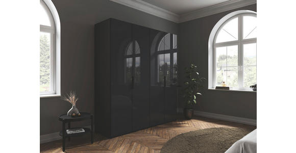 DREHTÜRENSCHRANK 201/235/61 cm,  in Graphitfarben, 4-türig  - Graphitfarben, Basics, Glas/Holzwerkstoff (201/235/61cm) - Novel