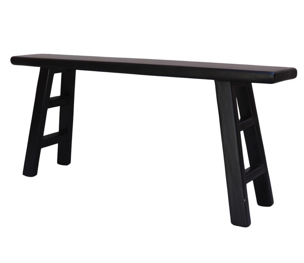 HOCKERBANK 120/25/50 cm Schwarz Recyclingholz vollmassiv  - Schwarz, Design, Holz (120/25/50cm) - Livetastic