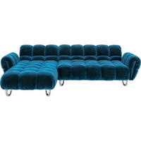 ECKSOFA in Velours Petrol  218/302 cm  - Petrol/Alufarben, Trend, Textil/Metall (218/302cm) - Bretz