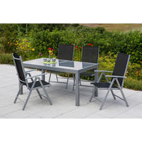 GARTENSET 5-teilig Aluminium 5-teilig  - Silberfarben/Schwarz, MODERN, Textil/Metall - Gardenson
