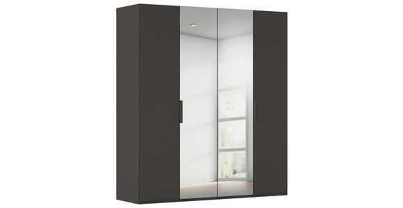 DREHTÜRENSCHRANK 201/223/61 cm,  in Graphitfarben, 4-türig  - Graphitfarben, Basics, Glas/Holzwerkstoff (201/223/61cm) - Novel