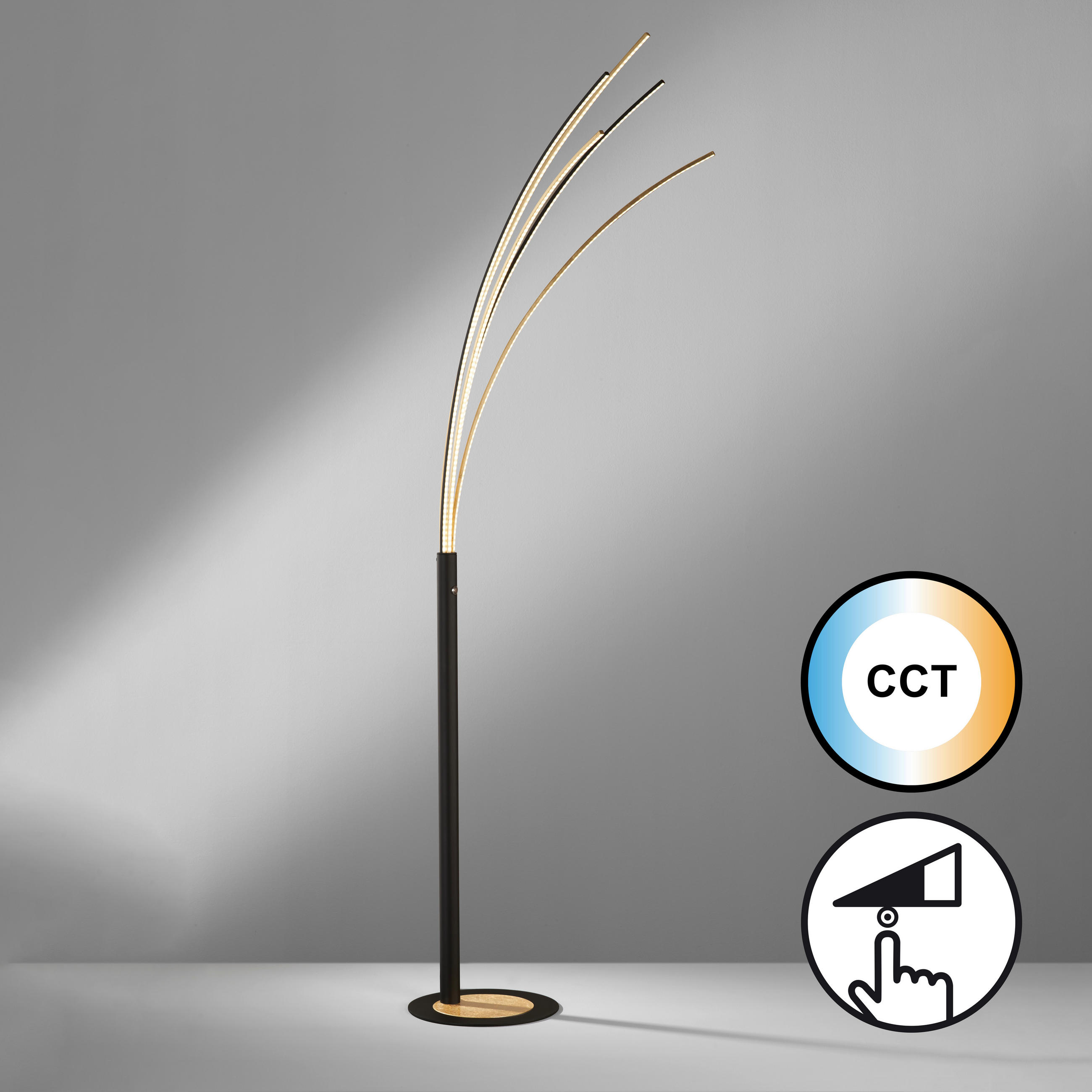 LED-STEHLEUCHTE    - Goldfarben/Schwarz, KONVENTIONELL, Metall (190/62/62cm) - Fischer & Honsel