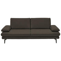3-SITZER-SOFA in Echtleder Graubraun  - Graubraun/Schwarz, Design, Leder/Metall (222/86/104cm) - Dieter Knoll