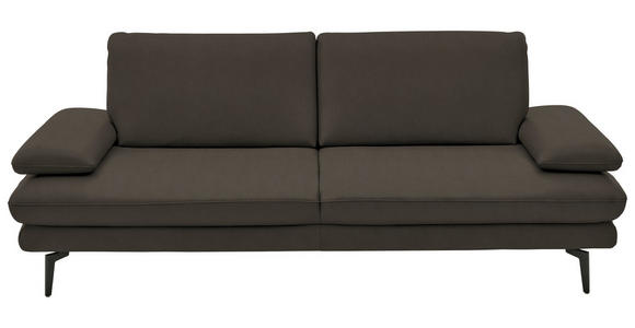 3-SITZER-SOFA in Leder Graubraun - Graubraun/Schwarz, Design, Leder/Metall (222/86/104cm) - Dieter Knoll