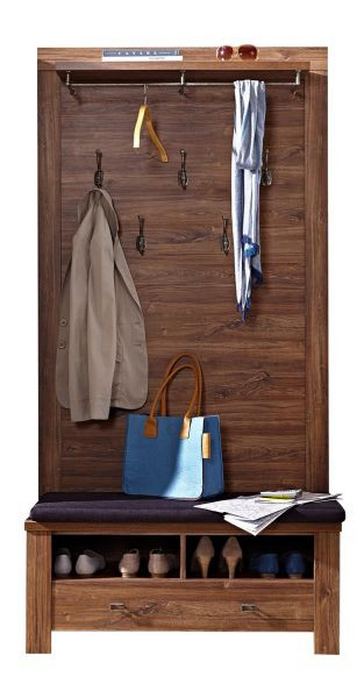 LAVICA DO PREDSIENE, 100/48/40 cm - farba akácie/niklová, Lifestyle, kov/kompozitné drevo (100/48/40cm) - Voleo