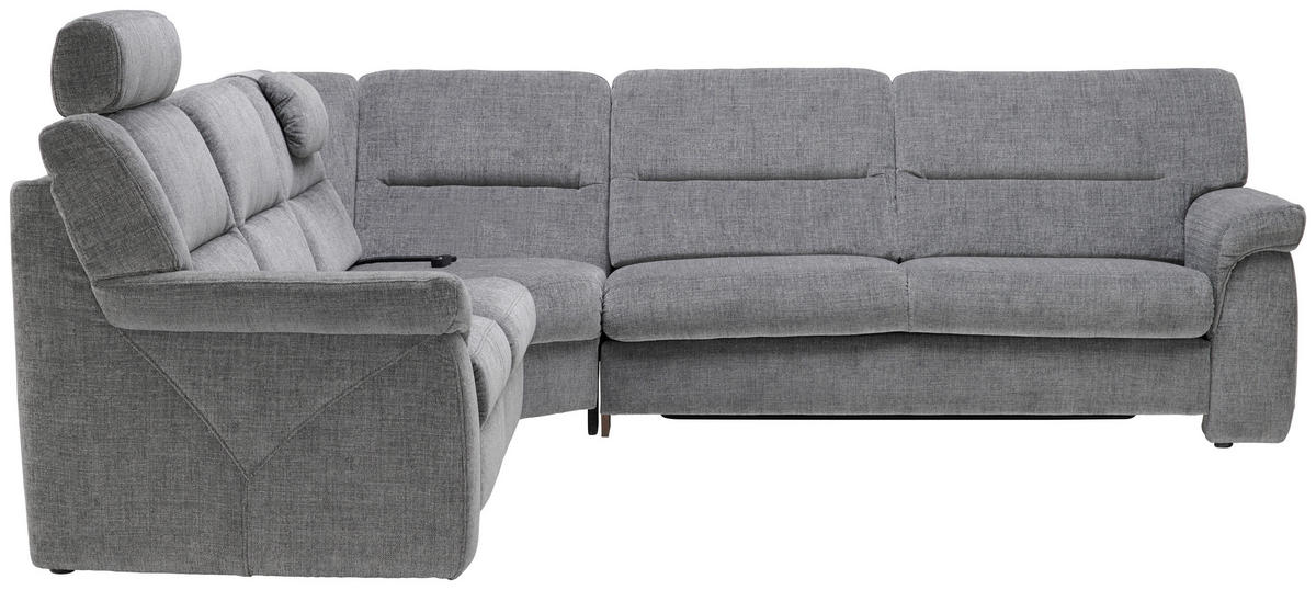 ROHOVÁ SEDAČKA, textil, šedá - šedá/černá, Konvenční, textil/plast (252/282cm) - Himolla