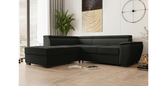 ECKSOFA  in Flachgewebe Anthrazit  - Anthrazit/Schwarz, KONVENTIONELL, Kunststoff/Textil (220/266cm) - Carryhome