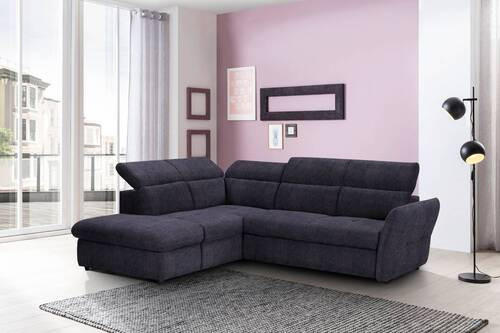 ECKSOFA in Velours Schwarz  224/254 cm  - Schwarz, Design, Kunststoff/Textil (224/254cm) - Stylife