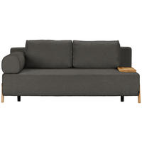 SCHLAFSOFA  mit Stoffauswahl, Armlehnen seitenverkehrt montierbar, Armteil links Mikrofaser Dunkelgrau  - Dunkelgrau/Naturfarben, Design, Holz/Textil (211/88/102cm) - Niels Andersson