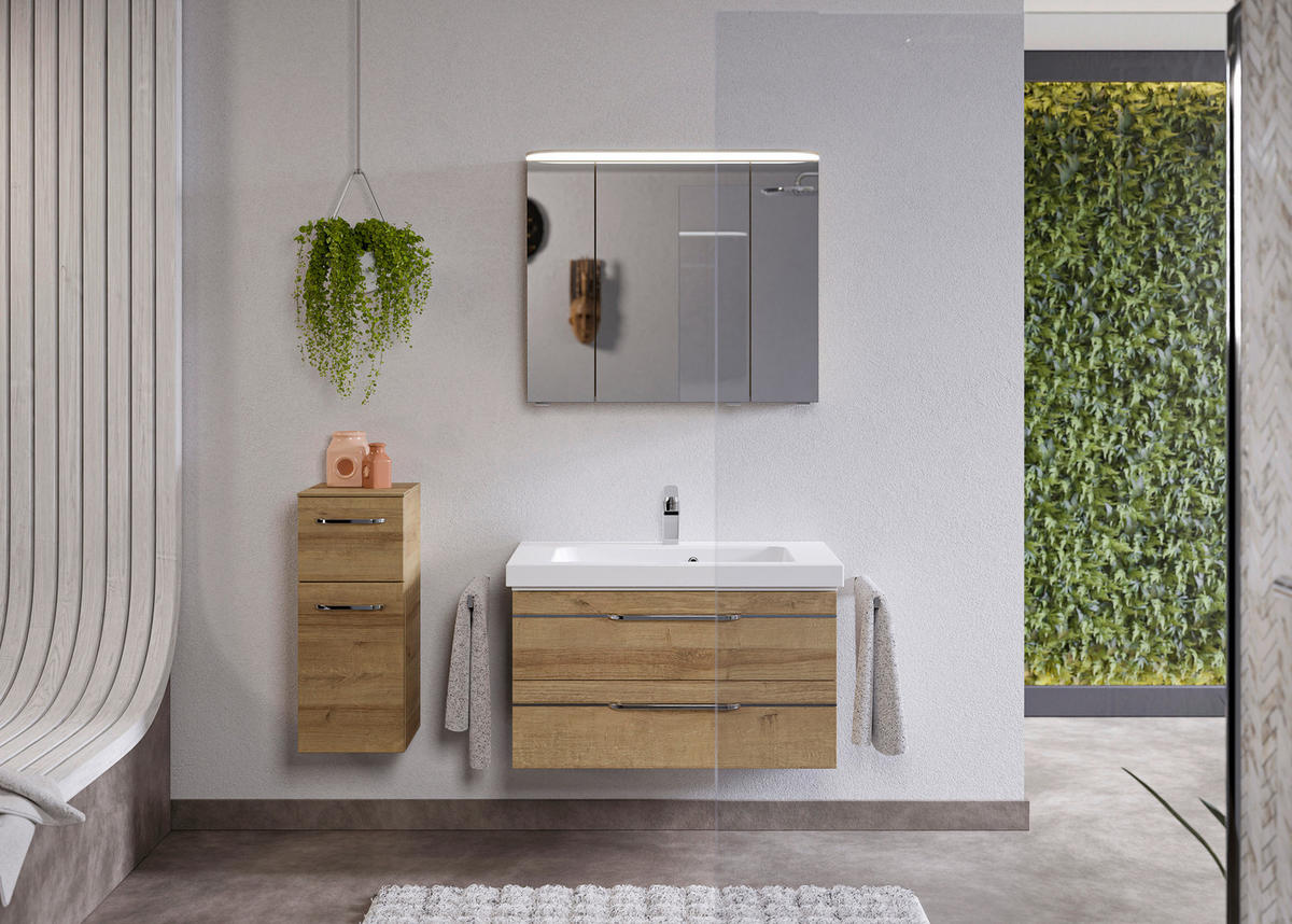 BADEZIMMER 4-teilig  in 122 cm  - Chromfarben/Eichefarben, KONVENTIONELL, Glas/Holzwerkstoff (122cm) - Pelipal