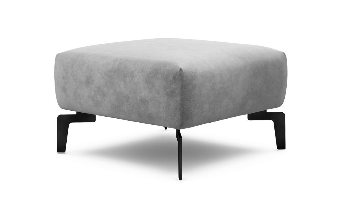 HOCKER Samt Hellgrau  - Hellgrau/Schwarz, Design, Textil/Metall (70/70/46cm) - SENSOO