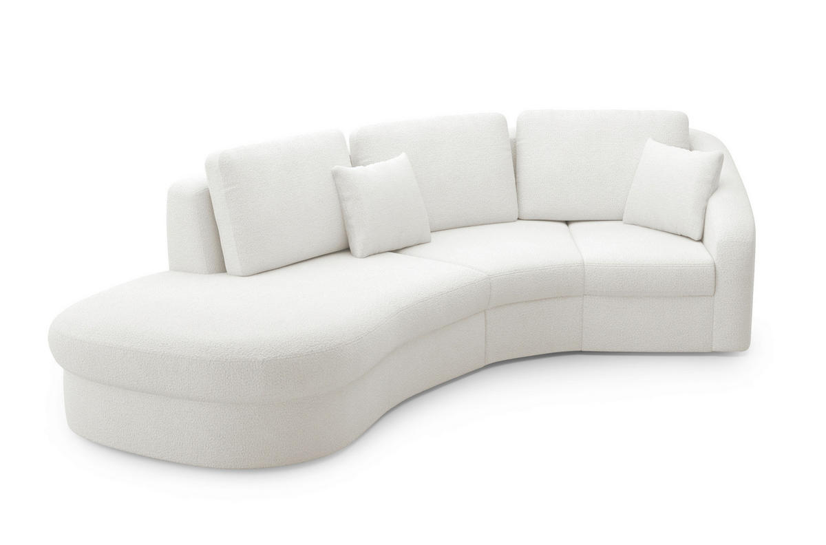 ECKSOFA in Flachgewebe Weiss  - Weiss/Schwarz, Modern, Kunststoff/Textil (230/266cm) - Sit & More