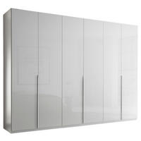 DREHTÜRENSCHRANK 302/225/58 cm,  in Weiß, Weiß Hochglanz, 6 Tür(en)  - Chromfarben/Weiß Hochglanz, Design, Holzwerkstoff/Metall (302/225/58cm) - Xora