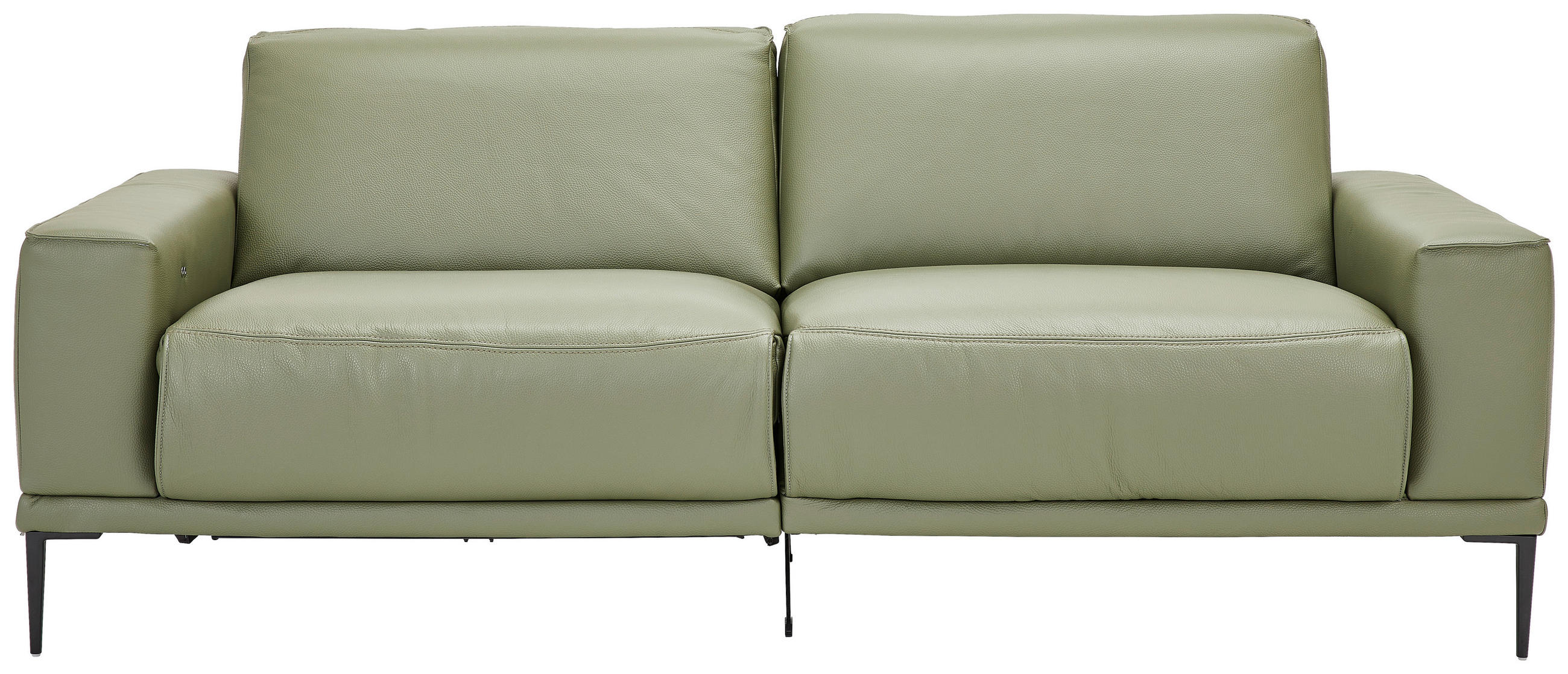 2,5-SITZER Olivgrün Echtleder  - Schwarz/Olivgrün, Design, Leder/Metall (200/102/92cm) - Johann Jakob
