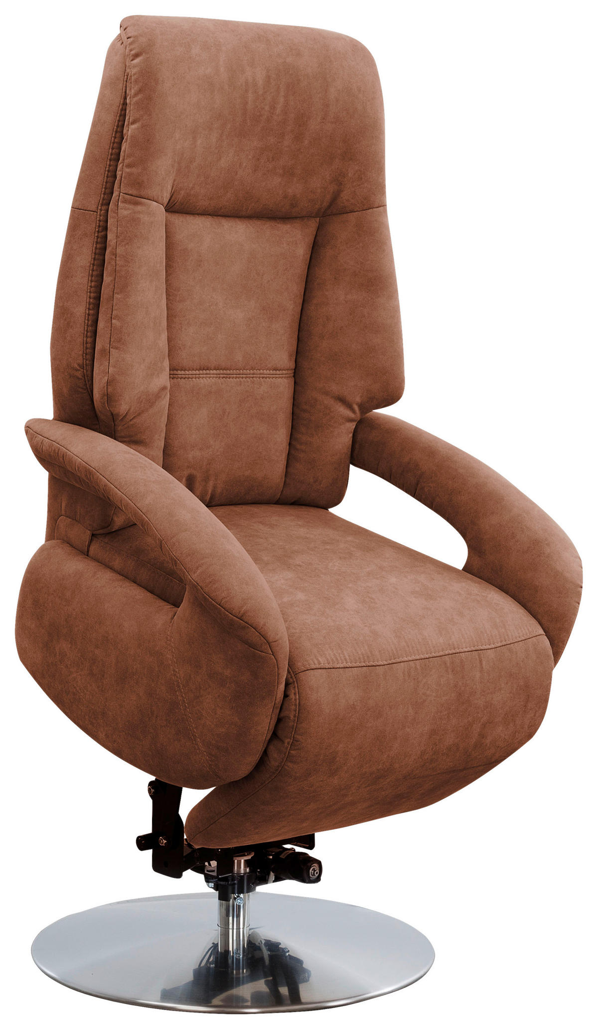 RELAXSESSEL Mikrofaser    - Edelstahlfarben/Cognac, KONVENTIONELL, Textil/Metall (74/111/77cm) - Sit & More