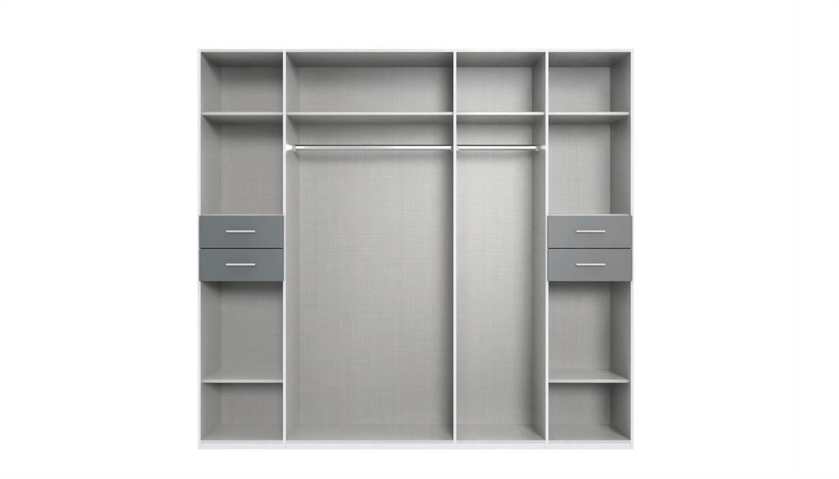 DREHTÜRENSCHRANK  in Graphitfarben, Weiß  - Schwarz/Graphitfarben, Basics, Glas/Holzwerkstoff (225/208/58cm) - P & B