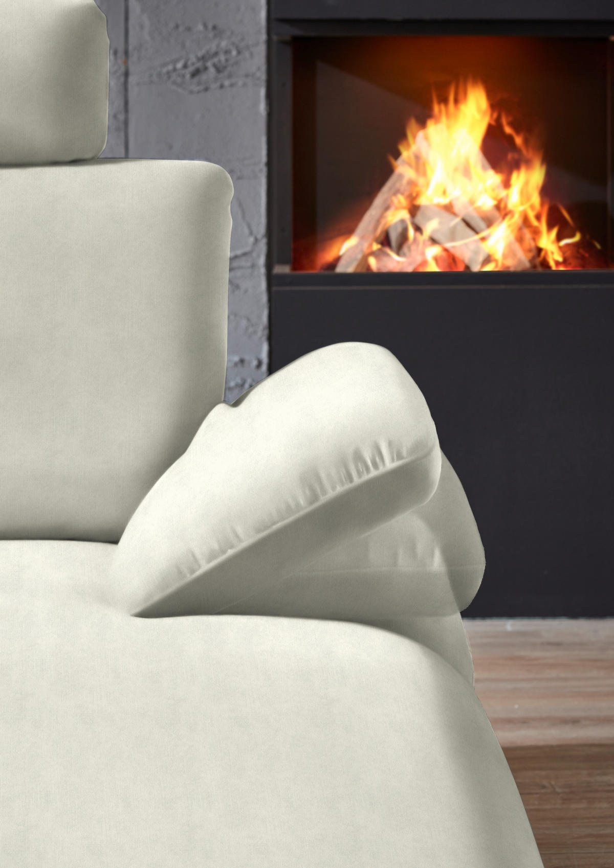 WOHNLANDSCHAFT in Velours Ecru  - Ecru/Schwarz, Design, Textil/Metall (208/344/180cm) - Dieter Knoll