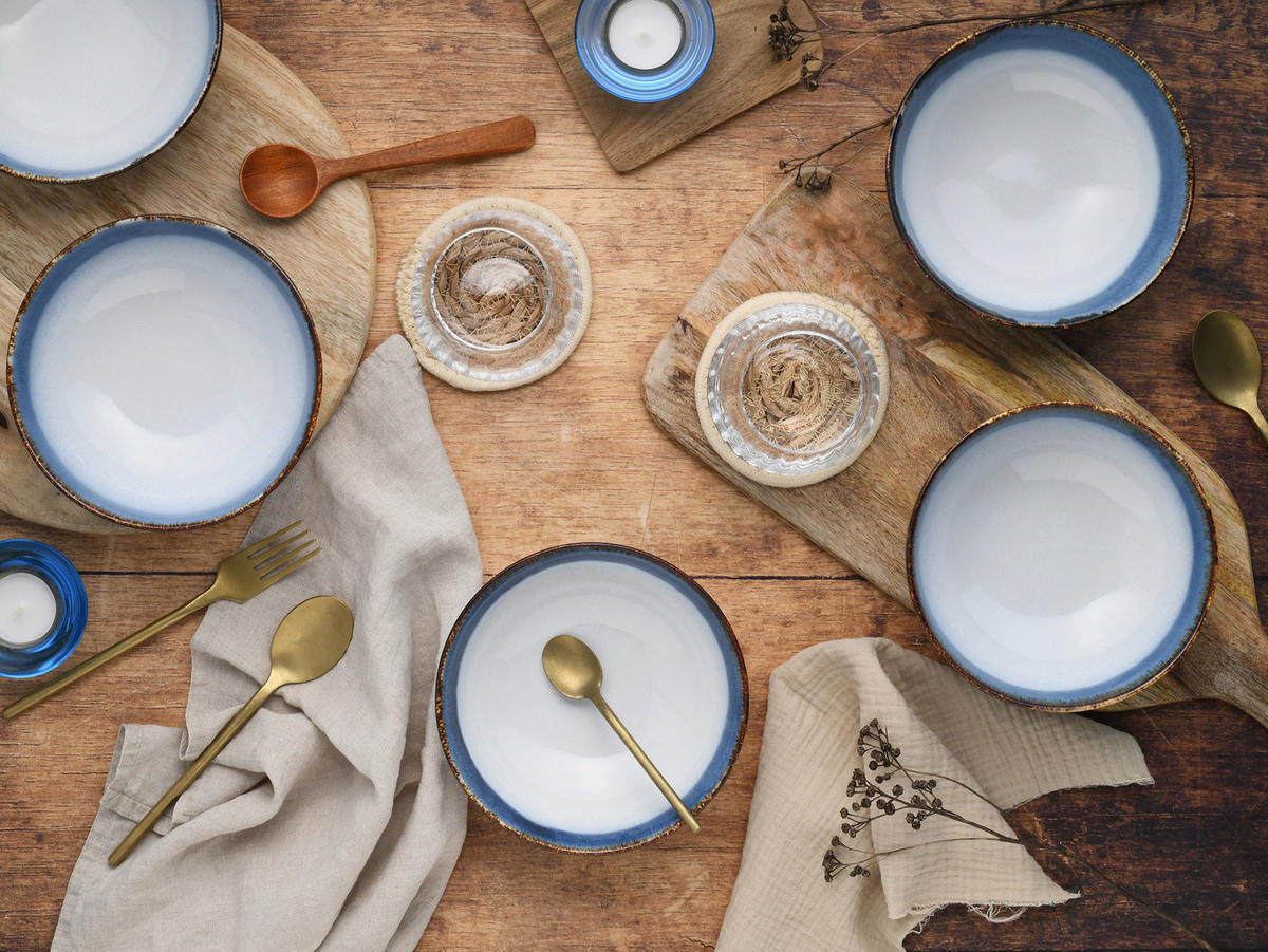 SCHÜSSELSET Cascade 6-teilig  - Blau, Design, Keramik - Creatable