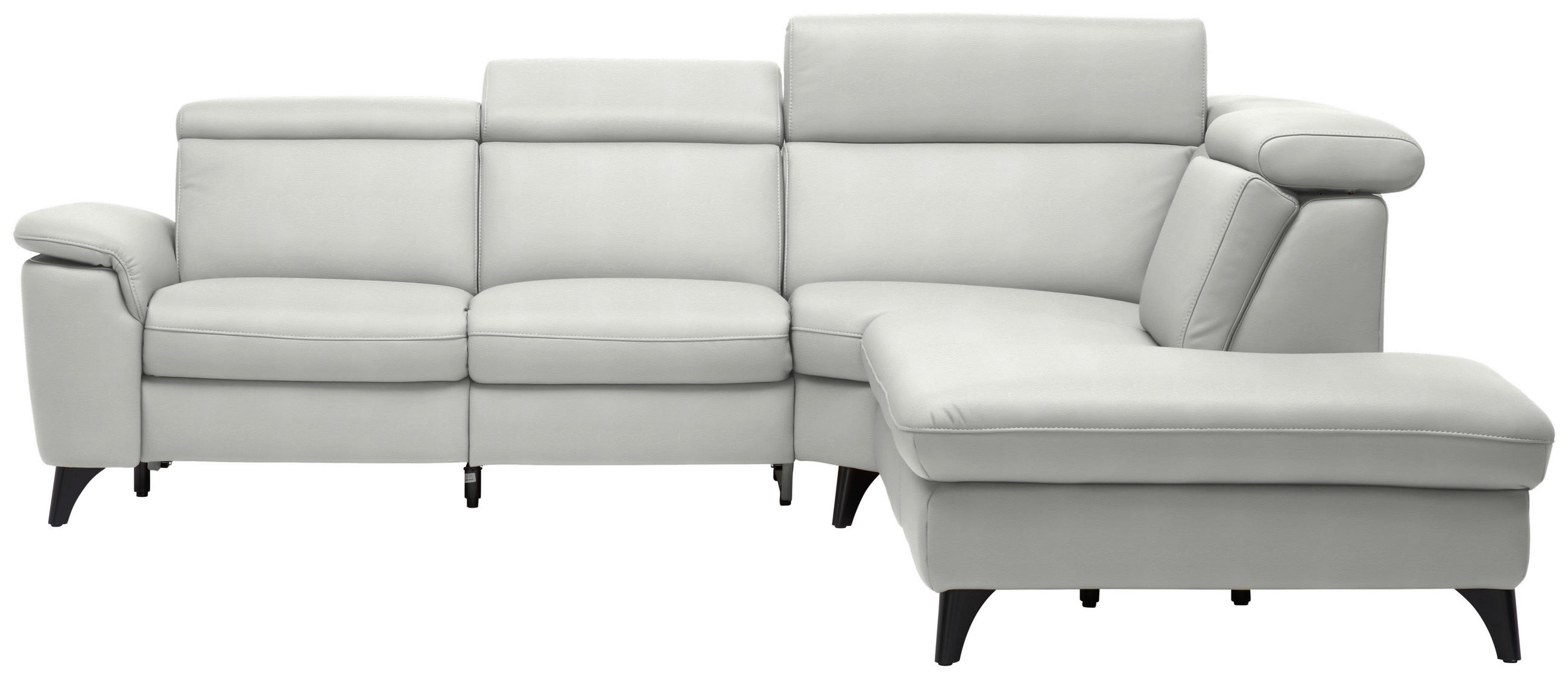 ECKSOFA in Echtleder Hellgrau  - Hellgrau/Schwarz, Design, Leder/Metall (285/239cm) - Cantus