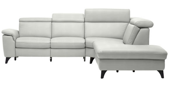 ECKSOFA in Echtleder Hellgrau  - Hellgrau/Schwarz, Design, Leder/Metall (285/239cm) - Cantus