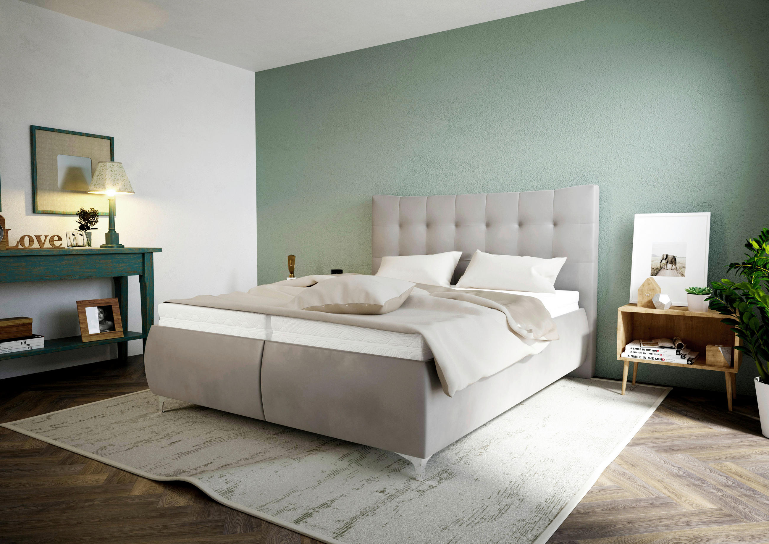 KÁRPITOZOTT ÁGY 160/200 cm  ezüst  - ezüst, Modern, műanyag/faalapú anyag (160/200cm) - Cantus