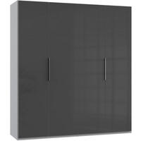 DREHTÜRENSCHRANK 200/216/58 cm 4-türig  - Chromfarben/Hellgrau, MODERN, Holzwerkstoff/Metall (200/216/58cm) - MID.YOU