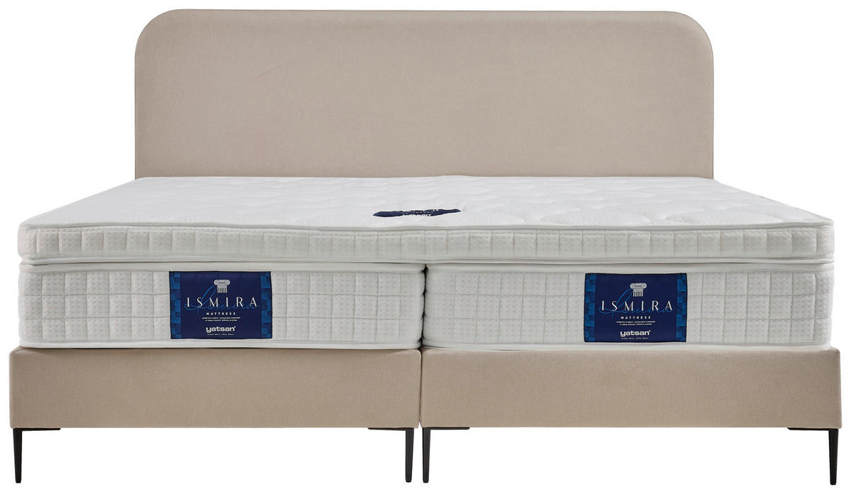 BOXSPRINGOVÁ POSTEĽ, 180/200 cm, béžová - čierna/prírodná farba, Modern, kov/kompozitné drevo (180/200cm) - MID.YOU