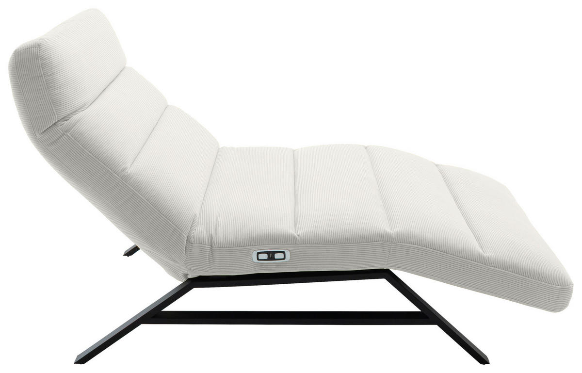 RELAXLIEGE in Feincord Weiß  - Schwarz/Weiß, Design, Textil/Metall (120/54-113/158-198cm) - Pure Home Lifestyle