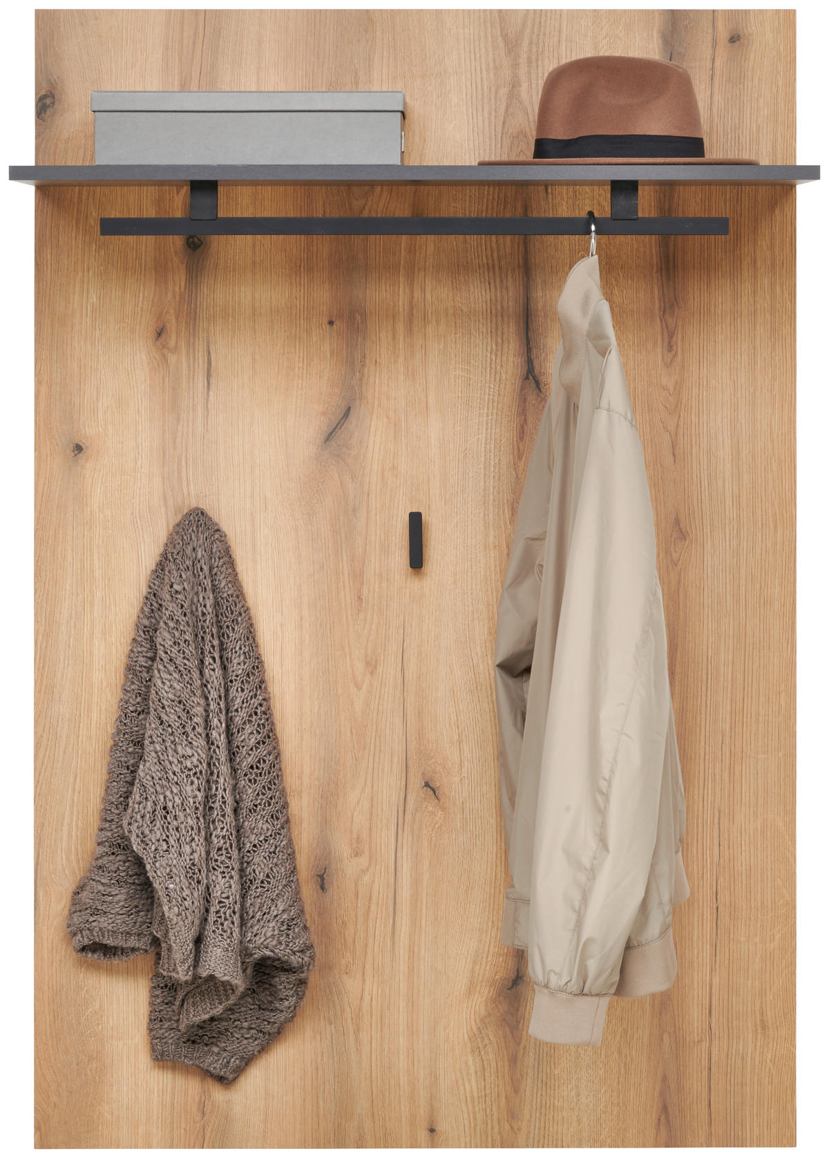 PANEL ZA ODLAGANJE KAPUTA  boja hrasta, antracit   pločasti materijal  - boja hrasta/antracit, Dizajnerski, pločasti materijal (90/134/28cm) - Xora