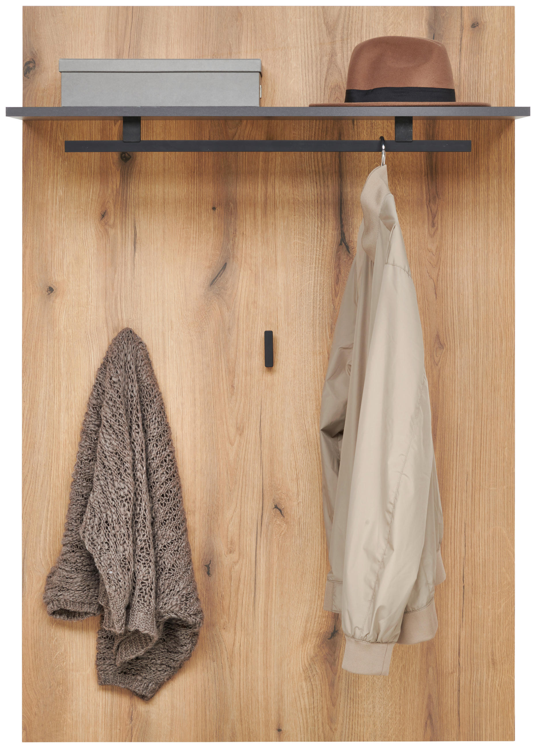 home24 Garderobenpaneel Eiche, Anthrazit 90x134x28 cm
