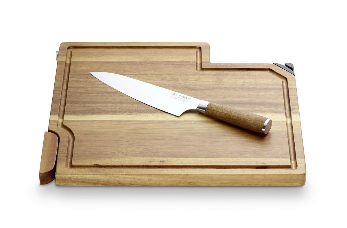 MESSERBLOCK 2-teilig  - Braun, Trend, Holz/Metall (35,8/41,5/3,5cm) - Echtwerk