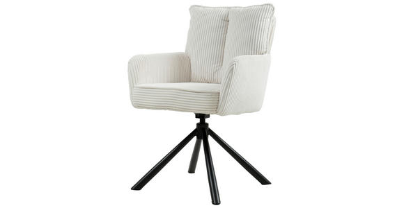 ARMLEHNSTUHL in Eisen Cord - Creme/Schwarz, Design, Textil/Metall (61/90/67cm) - Carryhome