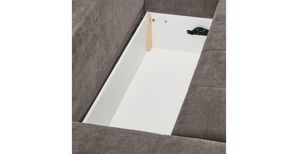 ECKSOFA Taupe Chenille Rückenkissen, Bettkasten, Schlaffunktion, Rücken echt, Armteilverstellung, Liegefläche im Originalstoff  - Taupe/Silberfarben, KONVENTIONELL, Holz/Textil (187/293cm) - Carryhome