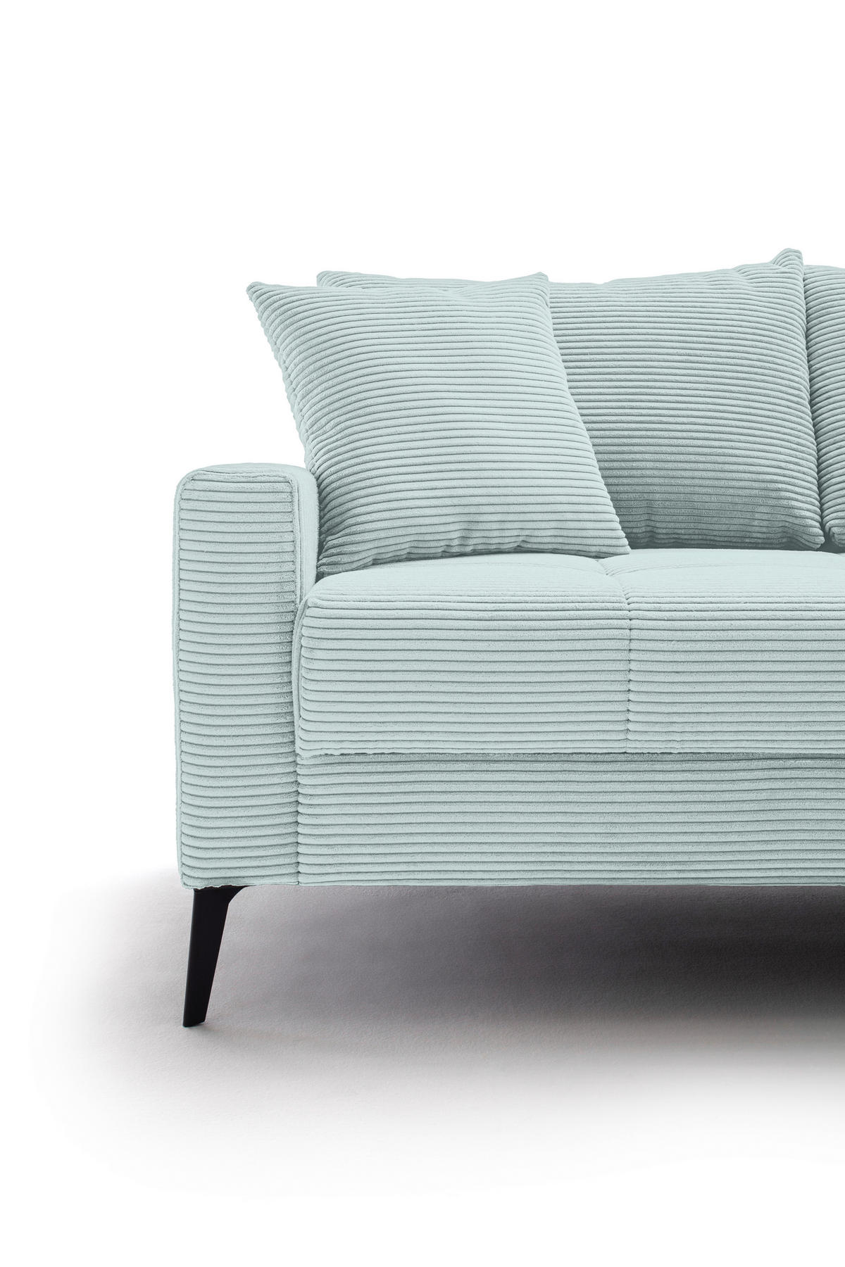 ECKSOFA Blaugrau Cord  - Blaugrau/Schwarz, KONVENTIONELL, Textil/Metall (280/173cm) - Hom`in