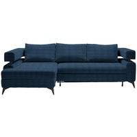ECKSOFA in Chenille Dunkelblau  - Schwarz/Dunkelblau, KONVENTIONELL, Textil/Metall (184/265cm) - Hom`in