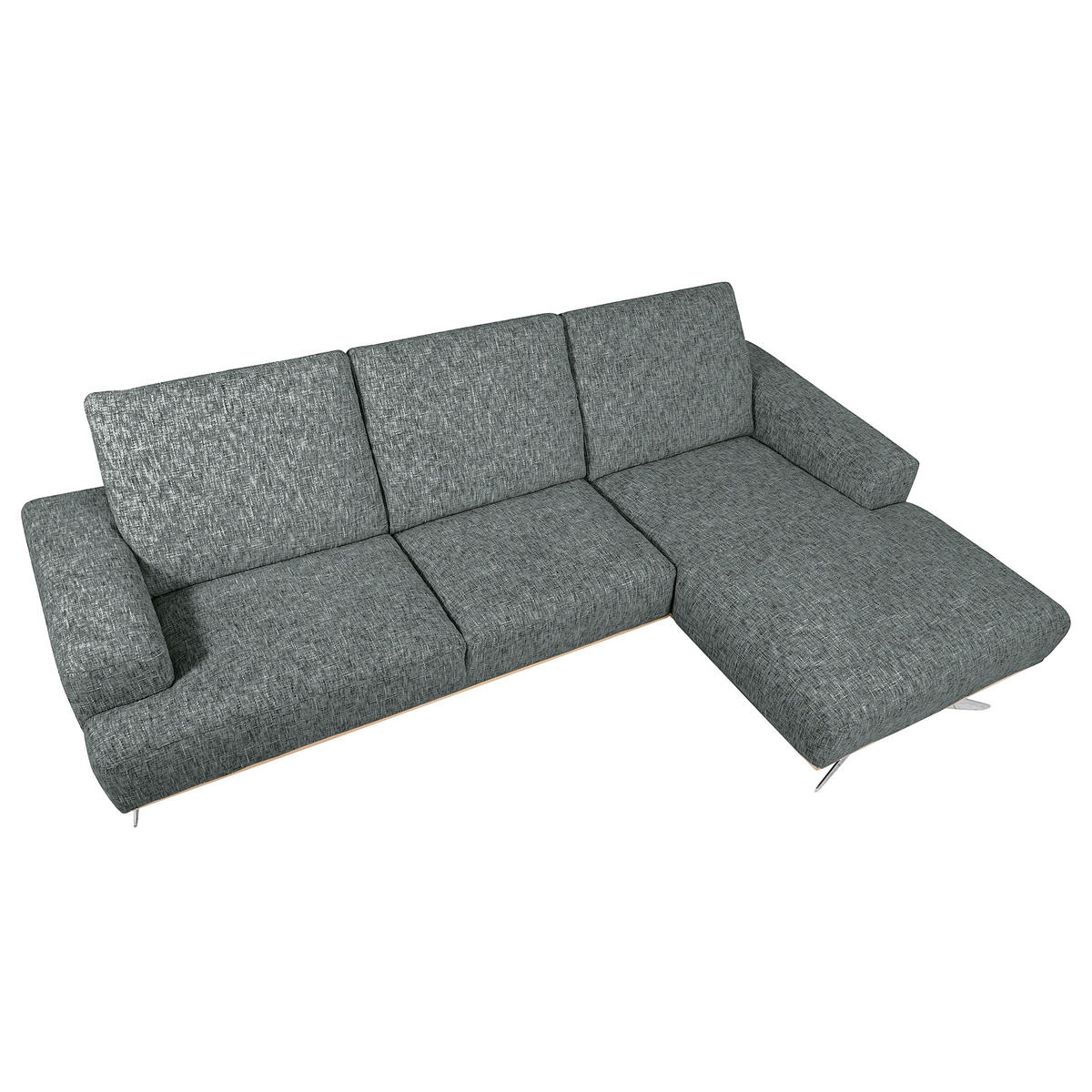 ECKSOFA PORTLAND Anthrazit Struktur Kopfteilverstellung  - Chromfarben/Anthrazit, Design, Holz/Textil (295/187cm) - Livetastic