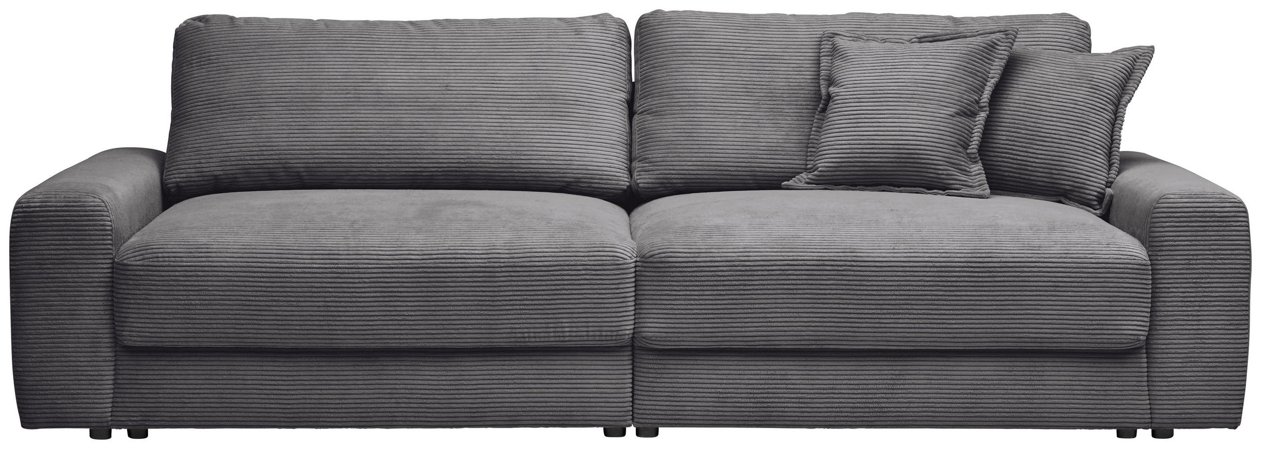 BIGSOFA Cord Dunkelgrau - Dunkelgrau/Schwarz, MODERN, Kunststoff/Textil (278/93/112cm) - Carryhome