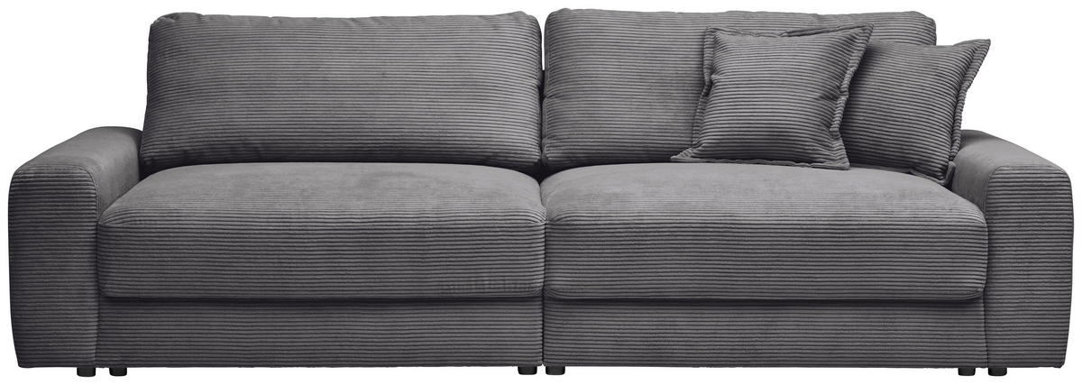 BIGSOFA in Cord Dunkelgrau  - Dunkelgrau/Schwarz, Modern, Kunststoff/Textil (278/93/112cm) - Carryhome