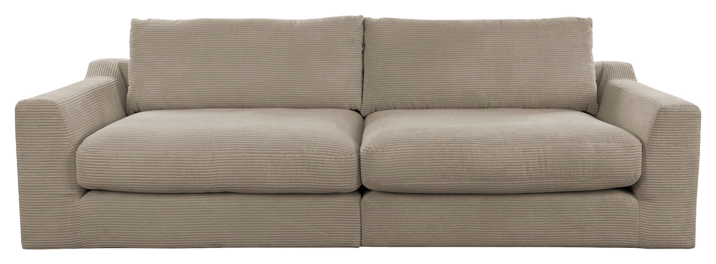 BIGSOFA in Cord Taupe  - Taupe/Schwarz, Design, Kunststoff/Textil (276/90/109cm) - home24